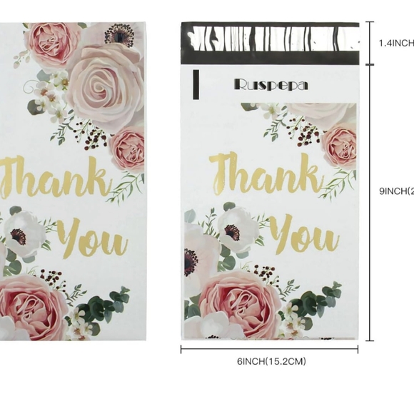 NWT 20 6X9 Poly Mailers Floral Thank you - Picture 4 of 7